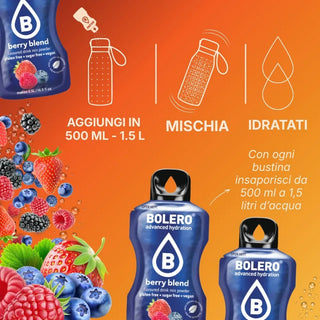 Bolero® 24 Sticks Bustine 3 gr, Bevanda Istantanea Solubile, Zero Zuccheri, Berry Blend (Miscela di frutti di bosco)