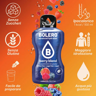 Bolero® 24 Sticks Bustine 3 gr, Bevanda Istantanea Solubile, Zero Zuccheri, Berry Blend (Miscela di frutti di bosco)