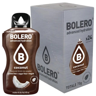 Bolero® 24 Sticks Bustine 3 gr, Bevanda Istantanea Solubile, Zero Zuccheri, Coconut (Cocco)