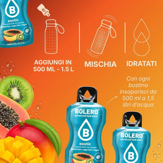 Bolero® 24 Sticks Bustine 3 gr, Bevanda Istantanea Solubile, Zero Zuccheri, Exotic (Esotico)