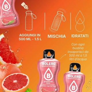 Bolero® 24 Sticks Bustine 3 gr, Bevanda Istantanea Solubile, Zero Zuccheri, Grapefruit Tonic (Pompelmo Rosa)