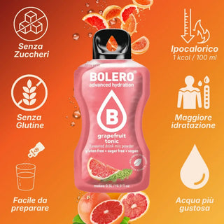 Bolero® 24 Sticks Bustine 3 gr, Bevanda Istantanea Solubile, Zero Zuccheri, Grapefruit Tonic (Pompelmo Rosa)
