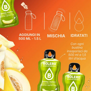 Bolero® 24 Sticks Bustine 3 gr, Bevanda Istantanea Solubile, Zero Zuccheri, Honey Melon (Melone giallo)