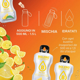 Bolero® 24 Sticks Bustine 3 gr, Bevanda Istantanea Solubile, Zero Zuccheri, Ice Tea Lemon (Tè al Limone)