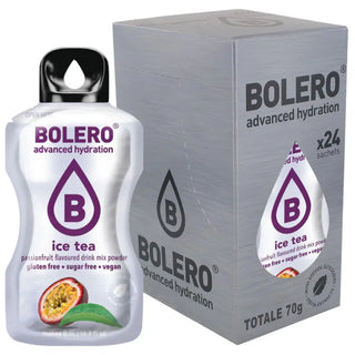 Bolero® 24 Sticks Bustine 3 gr, Bevanda Istantanea Solubile, Zero Zuccheri, Ice Tea Passionfruit (Tè al frutto della passione)
