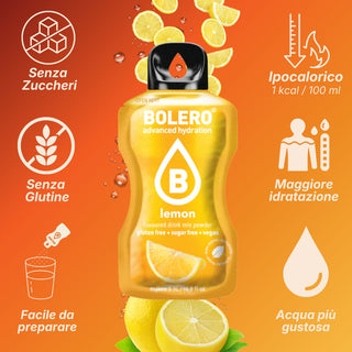 Bolero® 24 Sticks Bustine 3 gr, Bevanda Istantanea Solubile, Zero Zuccheri, Lemon (Limone)