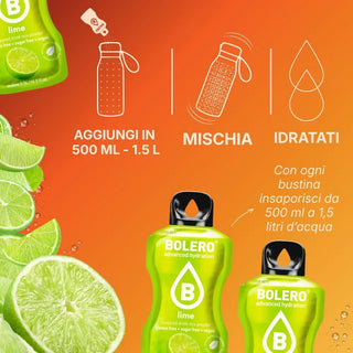 Bolero® 24 Sticks Bustine 3 gr, Bevanda Istantanea Solubile, Zero Zuccheri, Lime