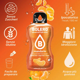 Bolero® 24 Sticks Bustine 3 gr, Bevanda Istantanea Solubile, Zero Zuccheri, Mnadarin (Mandarino)