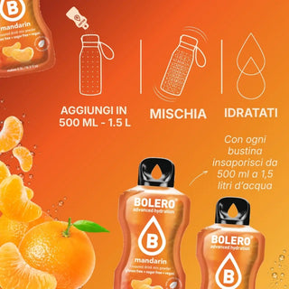 Bolero® 24 Sticks Bustine 3 gr, Bevanda Istantanea Solubile, Zero Zuccheri, Mnadarin (Mandarino)