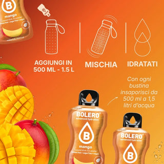 Bolero® 24 Sticks Bustine 3 gr, Bevanda Istantanea Solubile, Zero Zuccheri, Mango