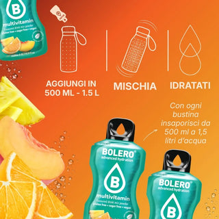Bolero® 24 Sticks Bustine 3 gr, Bevanda Istantanea Solubile, Zero Zuccheri, Multivitamin (Multivitaminico)
