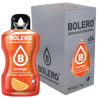 Bolero® 24 Sticks Bustine 3 gr, Bevanda Istantanea Solubile, Zero Zuccheri, Orange (Arancia)