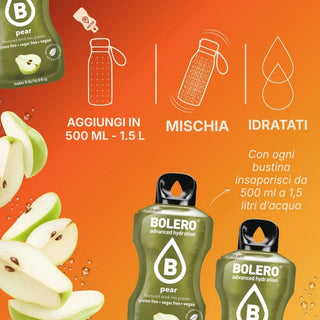 Bolero® 24 Sticks Bustine 3 gr, Bevanda Istantanea Solubile, Zero Zuccheri, Pear (Pera)