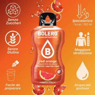 Bolero® 24 Sticks Bustine 3 gr, Bevanda Istantanea Solubile, Zero Zuccheri, Red Orange (Arancia Rossa)