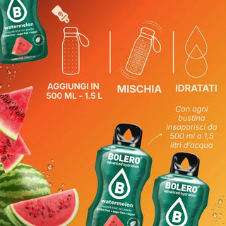 Bolero® 24 Sticks Bustine 3 gr, Bevanda Istantanea Solubile, Zero Zuccheri, Watermelon (Anguria)
