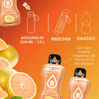 Bolero® 24 Sticks Bustine 3 gr, Bevanda Istantanea Solubile, Zero Zuccheri, Yellow Grapefruit (Pompelmo Giallo)