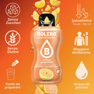 Bolero® 24 Sticks Bustine 3 gr, Bevanda Istantanea Solubile, Zero Zuccheri, Yellow Grapefruit (Pompelmo Giallo)
