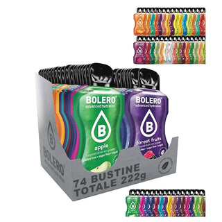 Bolero® 74 Bustine Sticks 3 gr Mix, Bevanda Istantanea Solubile, Zero Zuccheri, Gusti Assortiti