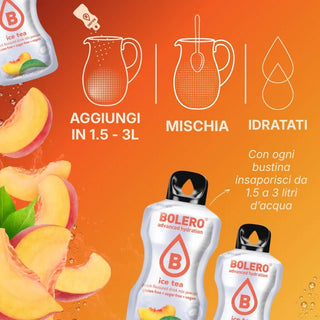 Bolero® 24 Bustine 8 gr, Bevanda Istantanea Solubile, Zero Zuccheri, Ice Tea Peach (Tè alla Pesca)