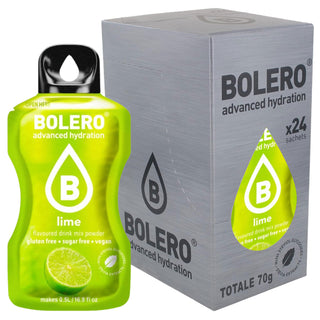 Bolero Sticks 24 Bustine 3g, Bevanda Istantanea Zero Zuccheri e Poche Calorie, Lime