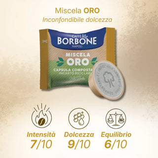 Caffè Borbone 100 Capsule Miscela Oro Don Carlo Compostabili, Compatibili Lavazza A Modo Mio®