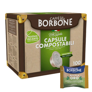 Caffè Borbone 100 Capsule Miscela Oro Don Carlo Compostabili, Compatibili Lavazza A Modo Mio®