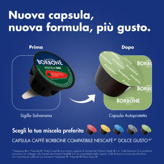 Caffè Borbone 100 capsule (2 confezioni da 50) Miscela Dek Decaffeinato, Compatibile Macchine Nescafè® Dolce Gusto®