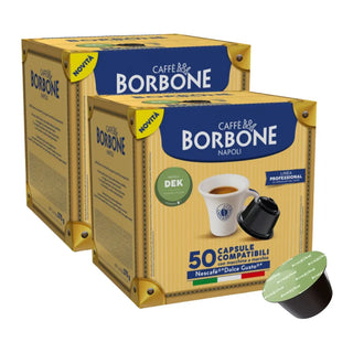 Caffè Borbone 100 capsule (2 confezioni da 50) Miscela Dek Decaffeinato, Compatibile Macchine Nescafè® Dolce Gusto®