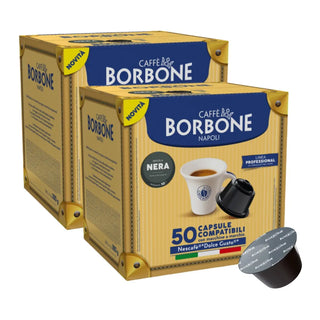Caffè Borbone 100 capsule (2 confezioni da 50) Miscela Nera, Compatibile Macchine Nescafè® Dolce Gusto®