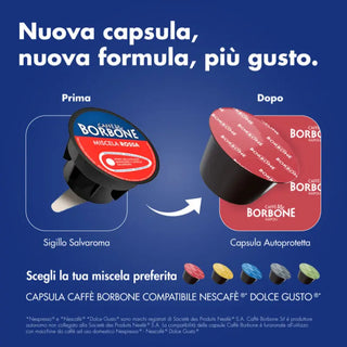 Caffè Borbone 100 capsule (2 confezioni da 50) Miscela Rossa, Compatibile Macchine Nescafè® Dolce Gusto®