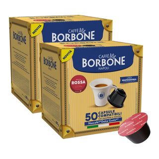 Caffè Borbone 100 capsule (2 confezioni da 50) Miscela Rossa, Compatibile Macchine Nescafè® Dolce Gusto®
