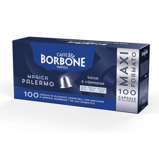 Caffè Borbone 100 Capsule in Alluminio COMPATIBILI con Macchine Nespresso Miscela Magica Palermo