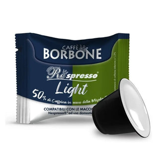 Caffè Borbone 100 Capsule Caffè Miscela Light Miscela 50% Blu, 50% Dek, Compatibili Nespresso®