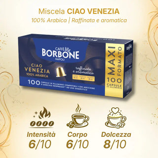 Caffè Borbone 100 Capsule In Alluminio Compatibili Con Macchine Nespresso Miscela Ciao Venezia