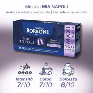 Caffè Borbone 100 Capsule in Alluminio Compatibili Con Macchine Nespresso Miscela Mia Napoli