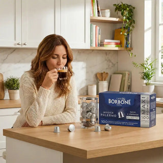Caffè Borbone 100 Capsule in Alluminio COMPATIBILI con Macchine Nespresso Miscela Magica Palermo