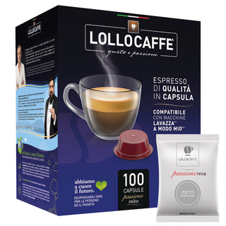 Lollo Caffè Box 100 Capsule Compatibili Macchine LAVAZZA A MODO MIO, Miscela ARGENTO