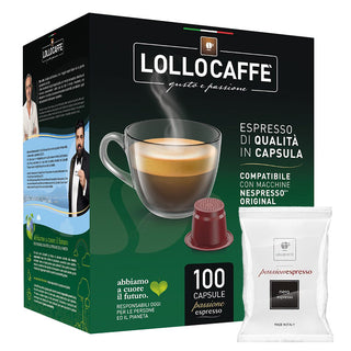 Lollo Caffè Box 100 Capsule Compatibili Macchine NESPRESSO, Miscela NERA