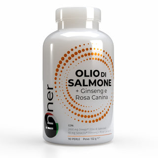 Inner- Olio di Salmone + Ginseng e Rosa Canina 90 perle – Integratore Naturale di Omega a Spettro Completo con OmeGo® DPA DHA EPA Astaxantina – Energia Benessere Recupero Muscolare e Cuore Sano