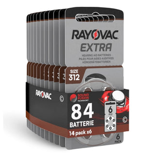 Rayovac Extra 312, 84 Batterie Per Apparecchi Acustici, 14 Blister da 6 Pile