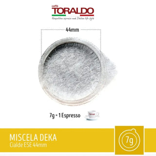 Caffè Toraldo 150 Cialde Ese 44 mm Miscela Deka Decaffeinato Compostabili