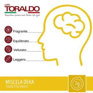 Caffè Toraldo 150 Cialde Ese 44 mm Miscela Deka Decaffeinato Compostabili