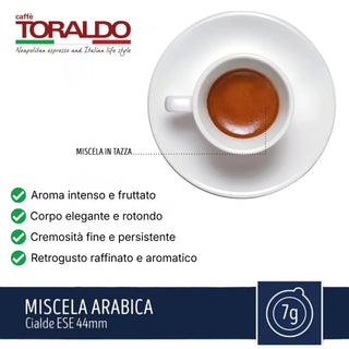 Caffè Toraldo 150 Cialde Ese 44 mm Miscela Arabica Compostabili