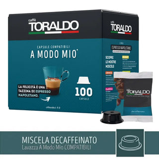 Caffè Toraldo 100 Capsule Miscela Decaffeinato, Compatibili Lavazza A Modo Mio®