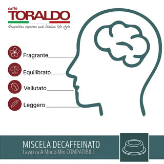 Caffè Toraldo 100 Capsule Miscela Decaffeinato, Compatibili Lavazza A Modo Mio®
