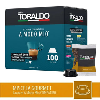 Caffè Toraldo 100 Capsule Miscela Gourmet 100% Arabica, Compatibili Lavazza A Modo Mio®