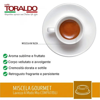 Caffè Toraldo 100 Capsule Miscela Gourmet 100% Arabica, Compatibili Lavazza A Modo Mio®
