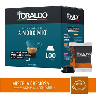 Caffè Toraldo 100 Capsule Miscela Cremosa, Compatibili Lavazza A Modo Mio®