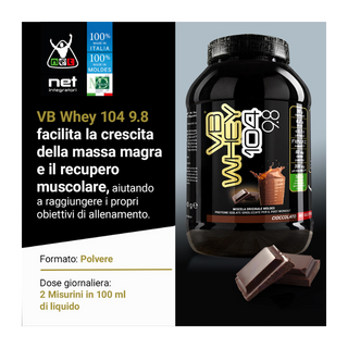 NET Integratori VB WHEY 104 9.8® Proteine Isolate Idrolizzate 900 gr