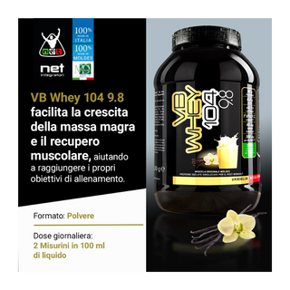 NET Integratori VB WHEY 104 9.8® Proteine Isolate Idrolizzate 900 gr